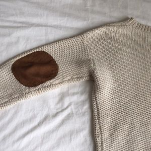 UO Cableknit sweater with elbow patches